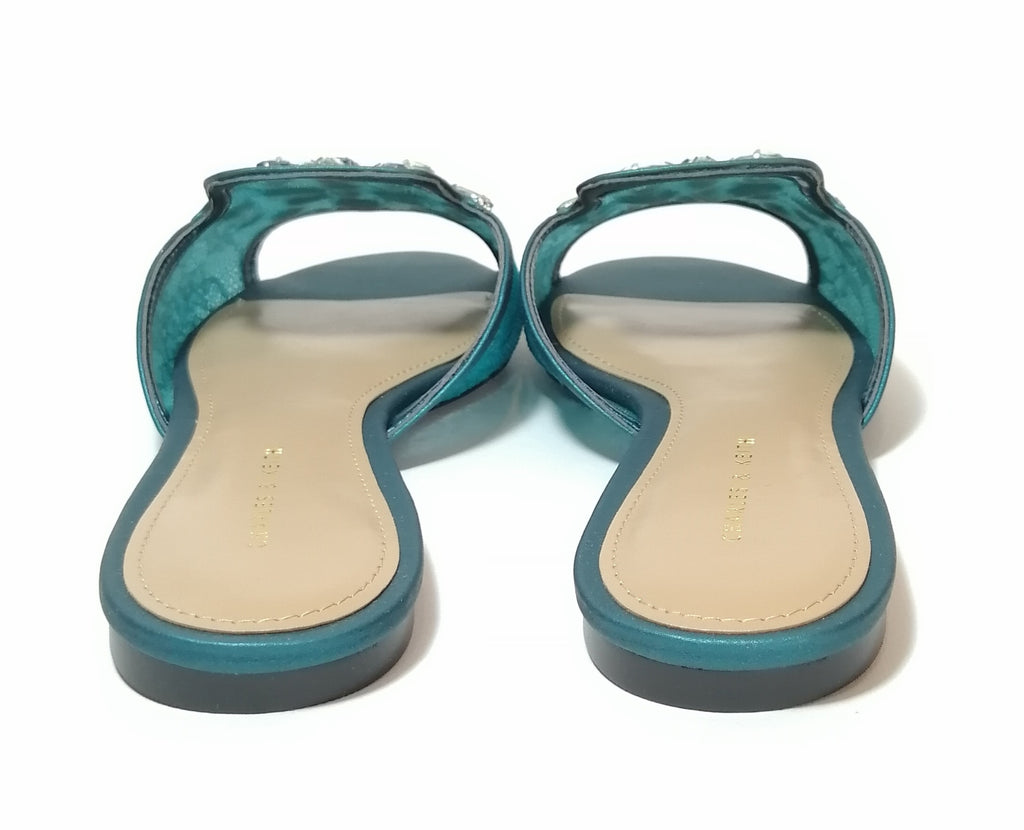 Charles & Keith Teal Sequins Slide Sandals