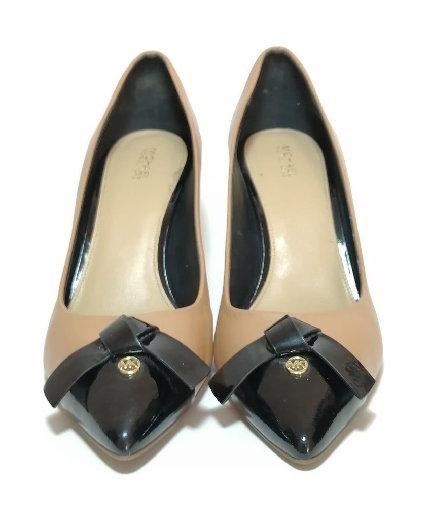 Michael Kors Tan Leather Patent Tip Pointed Pumps