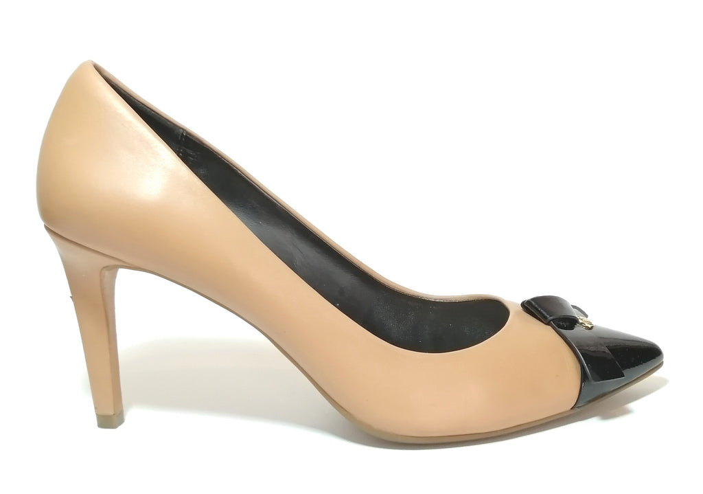 Michael Kors Tan Leather Patent Tip Pointed Pumps