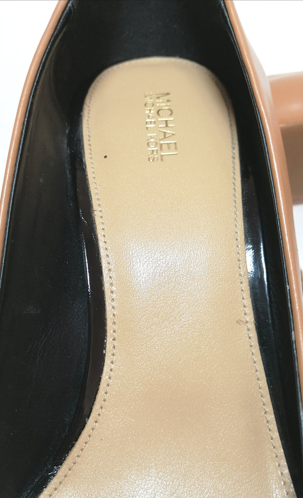 Michael Kors Tan Leather Patent Tip Pointed Pumps