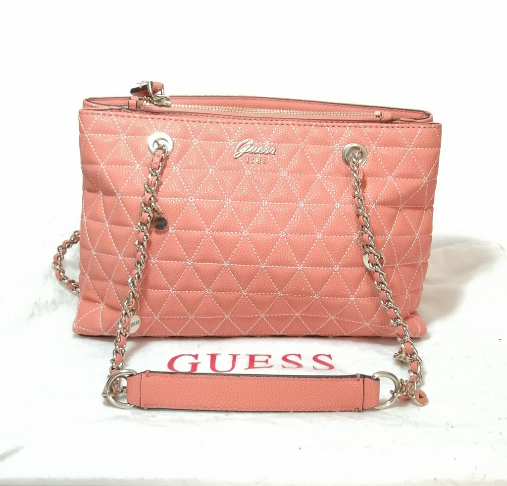 Guess Orange Quilted Shoulder Bag 