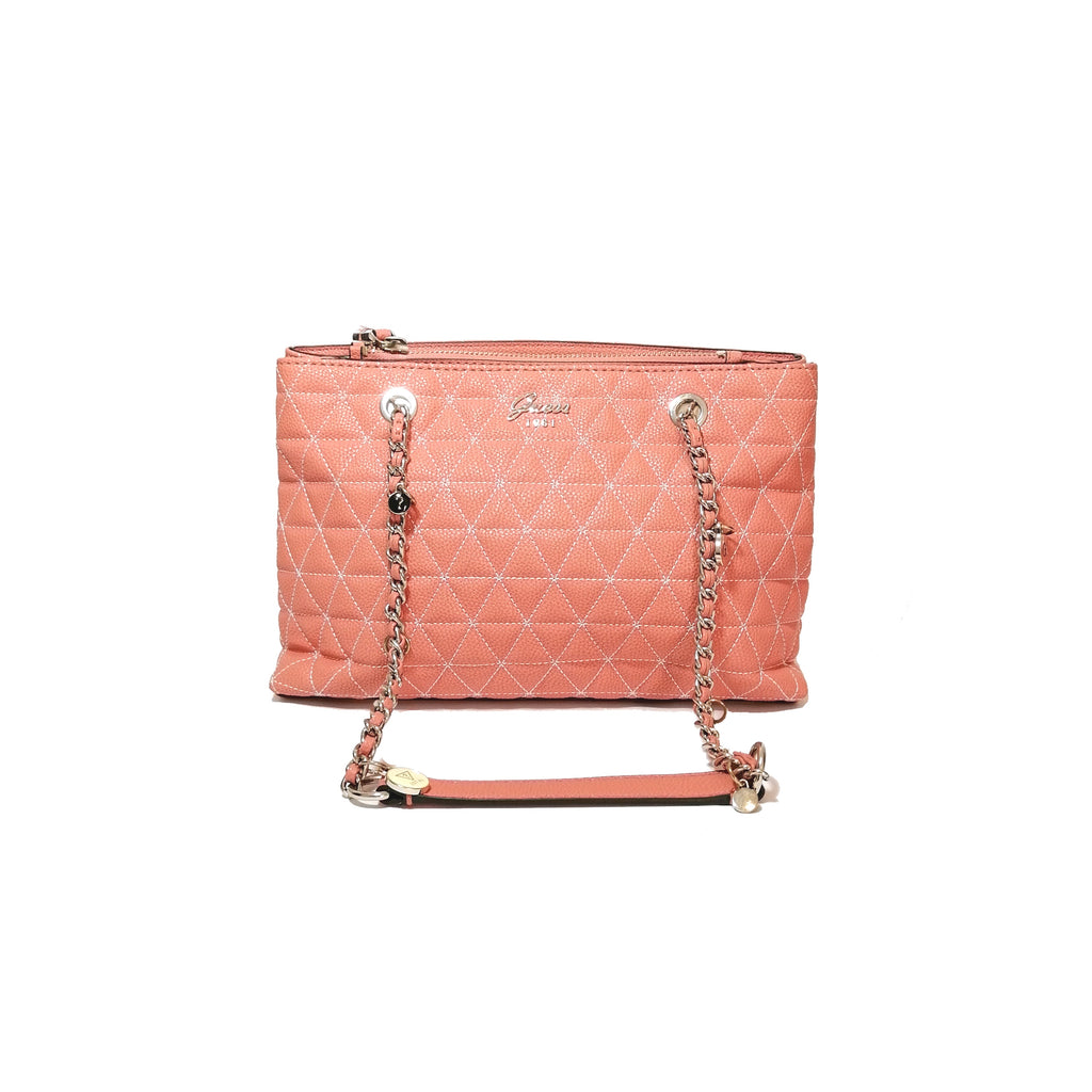 Guess Orange Quilted Shoulder Bag 