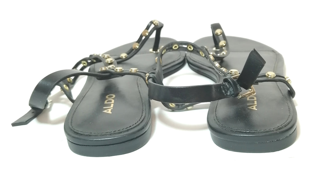 ALDO 'Starda' Black Gold Stud Thong Sandals