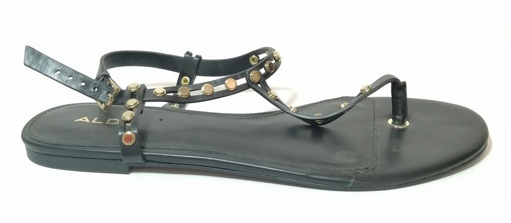 ALDO 'Starda' Black Gold Stud Thong Sandals