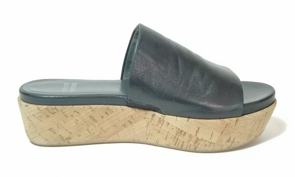 Stuart Weitzman Black Leather & Cork Wedges 