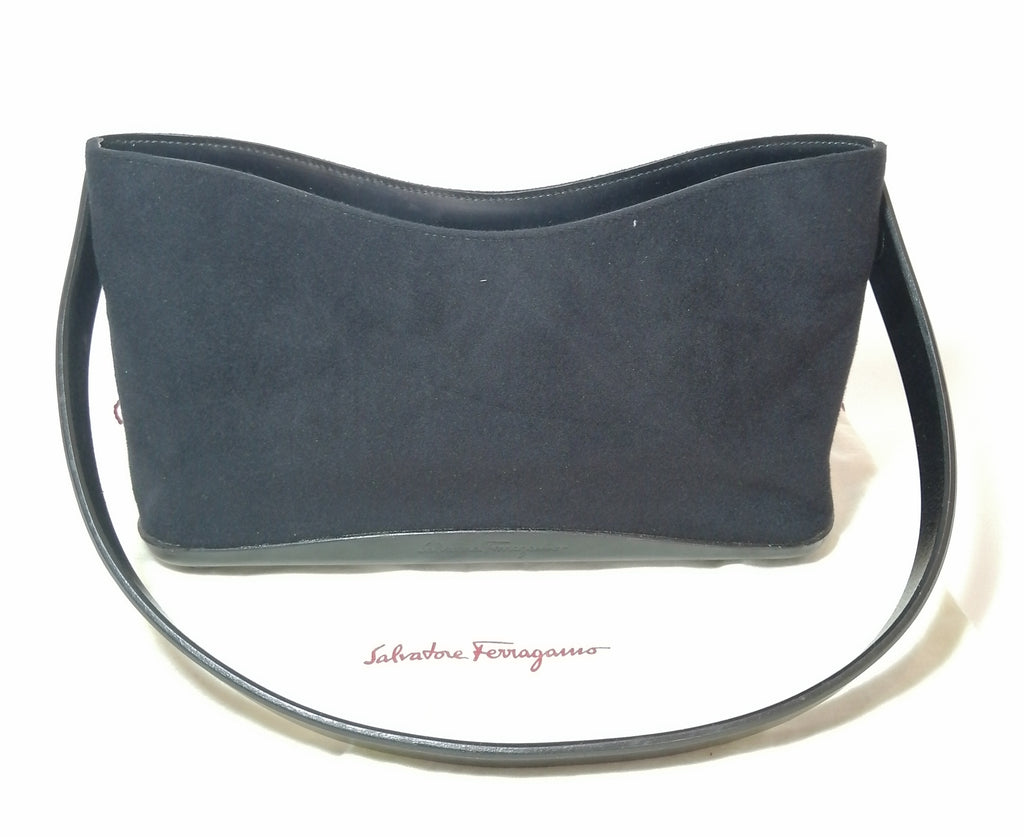 Salvatore Black Suede Shoulder Bag 