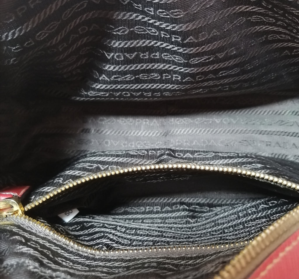 Prada Red Small Saffiano Leather Tote 