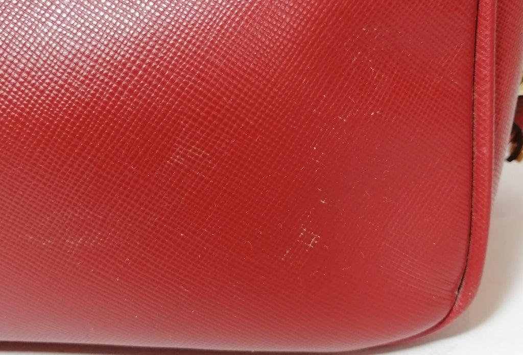 Prada Red Small Saffiano Leather Tote 
