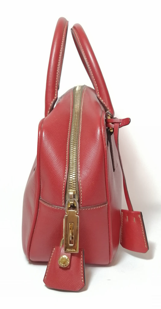 Prada Red Small Saffiano Leather Tote 