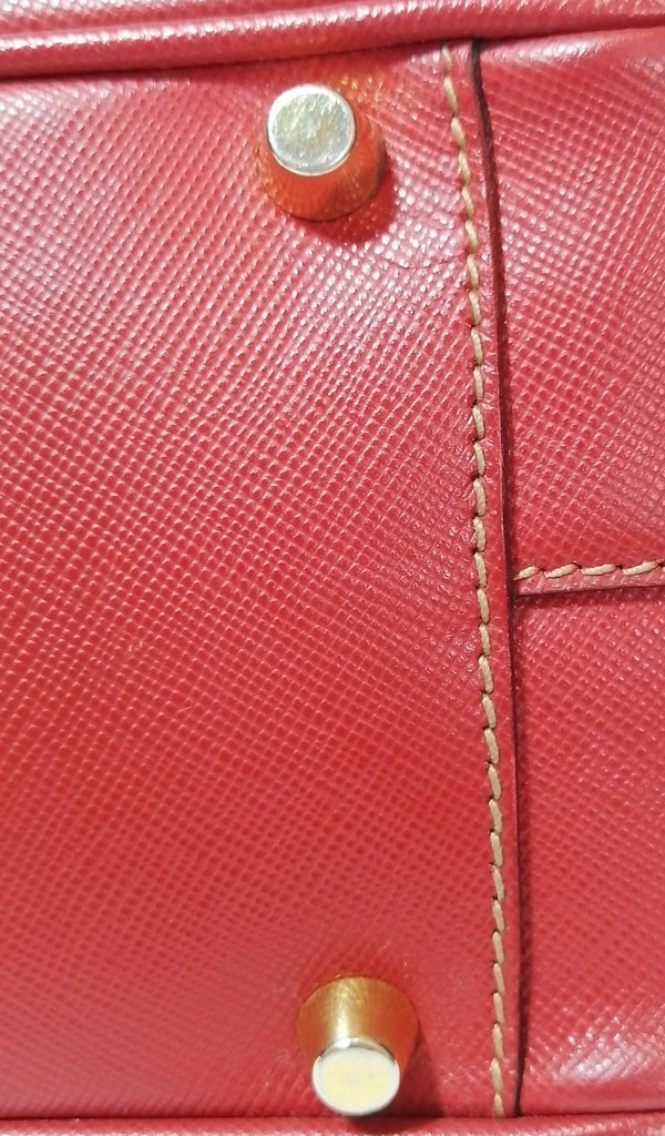 Prada Red Small Saffiano Leather Tote 