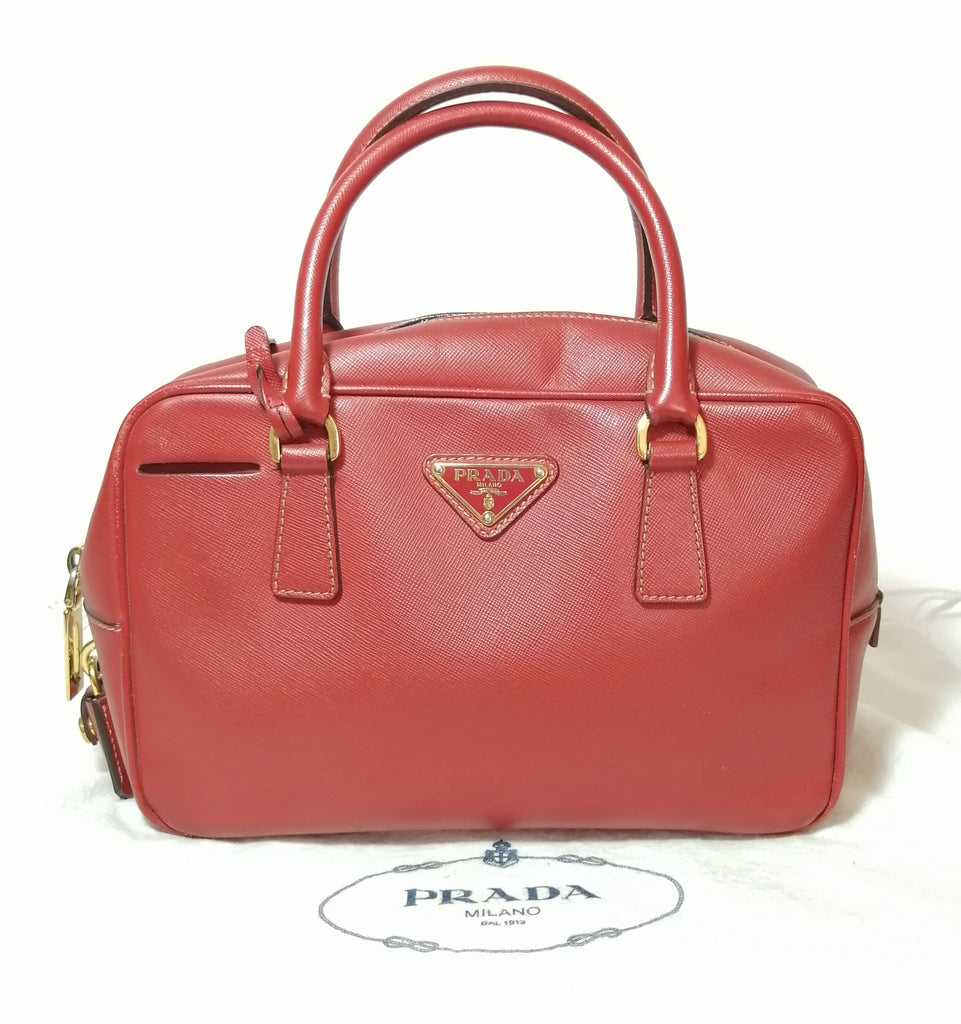 Prada Red Small Saffiano Leather Tote 
