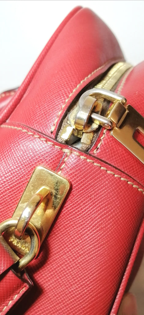 Prada Red Small Saffiano Leather Tote 