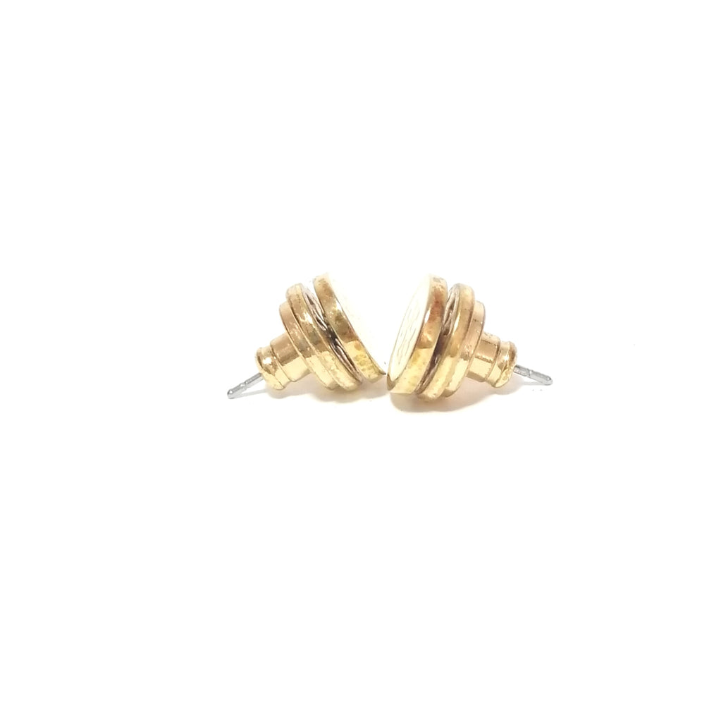 Tory Burch White & Gold Logo Stud Earrings