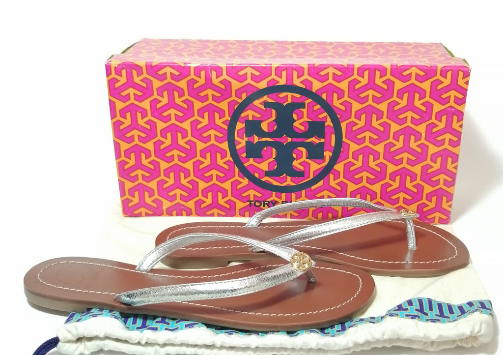 Tory Burch Silver Terra Thong Sandals 