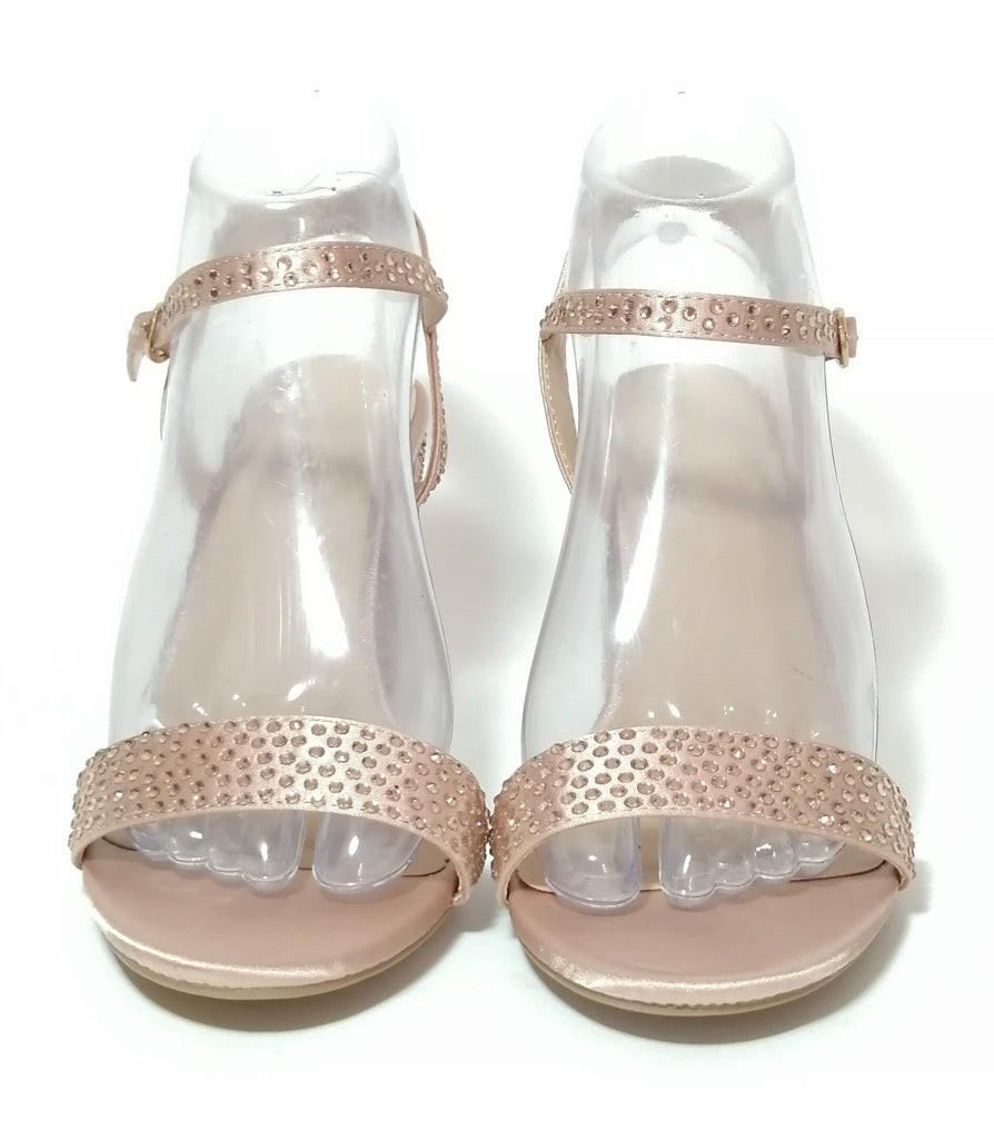 Le Chateau Blush Pink Rhinestone Block Heels