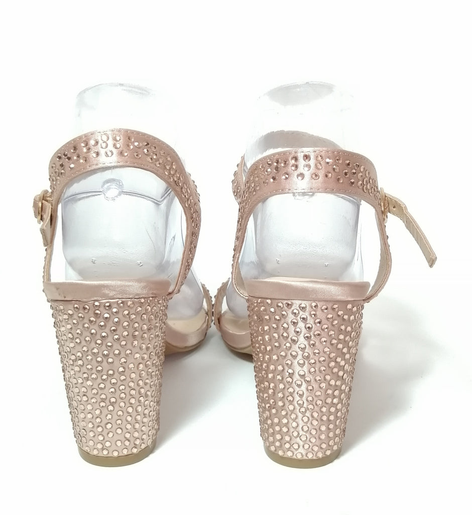 Le Chateau Blush Pink Rhinestone Block Heels