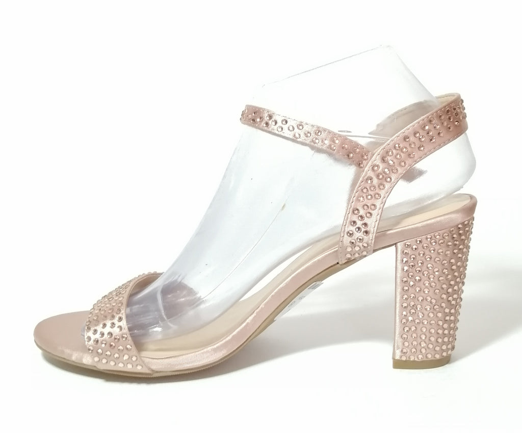 Le Chateau Blush Pink Rhinestone Block Heels