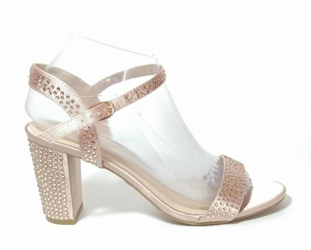 Le Chateau Blush Pink Rhinestone Block Heels