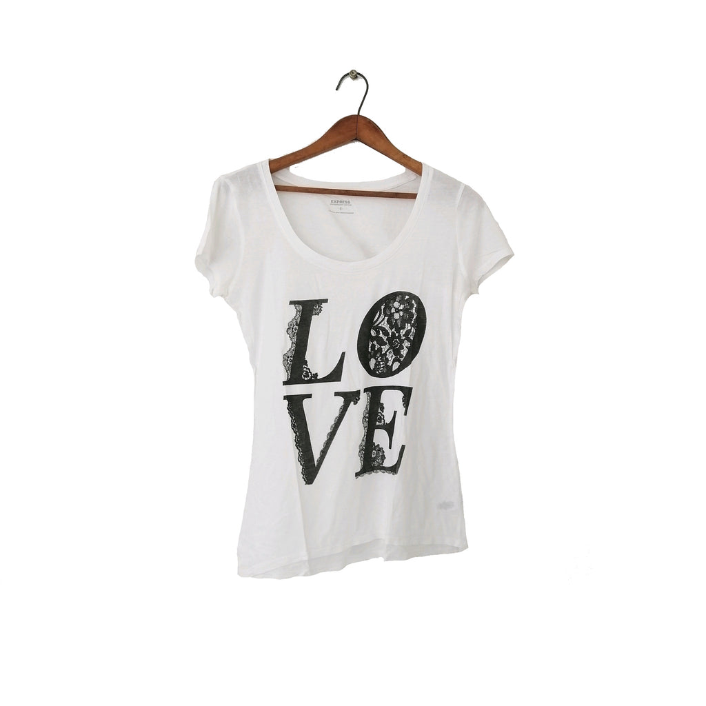 Express White Love T Shirt