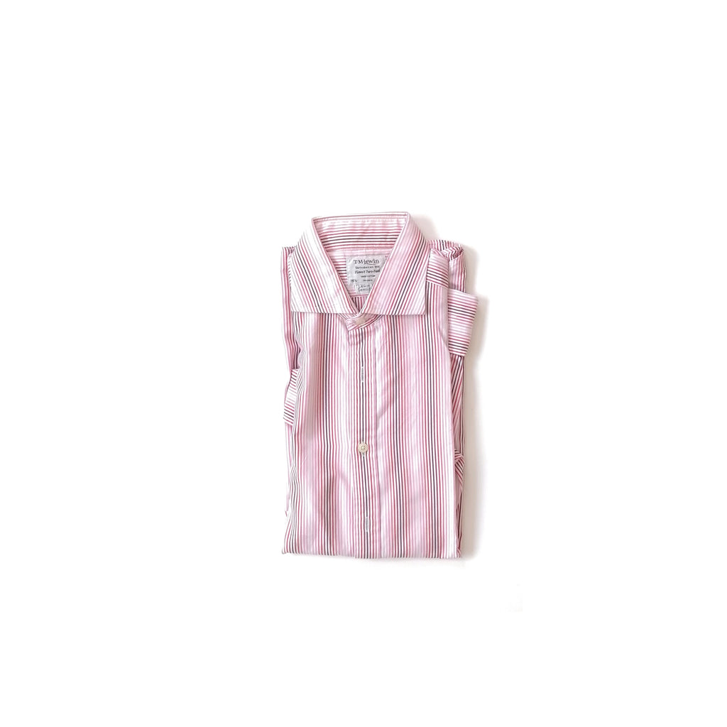 Men's T.M.Lewin Pink & Red Striped Shirt