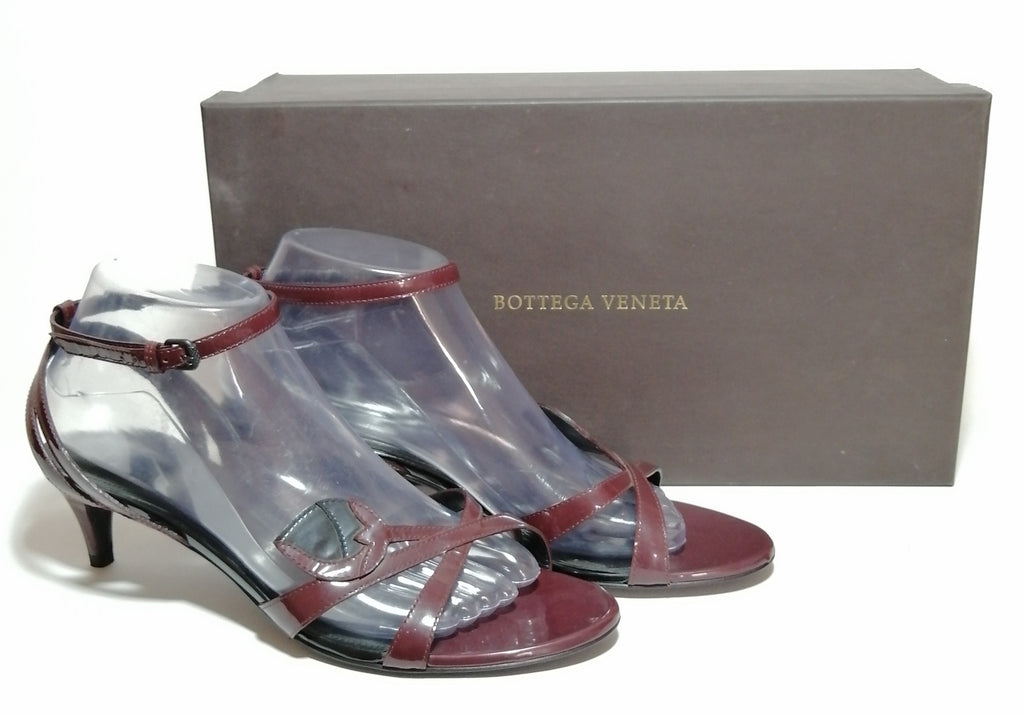 Bottega Veneta Aubergine Leaf Leather Sandals