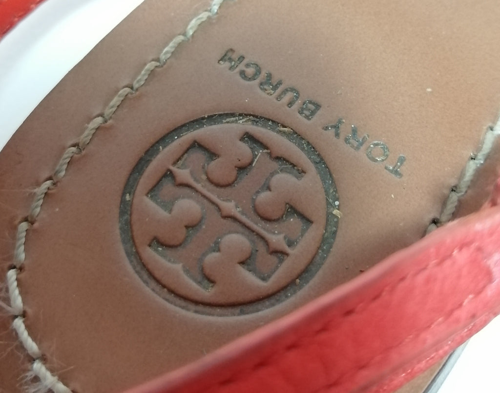 Tory Burch Orange Leather Thong Sandals 