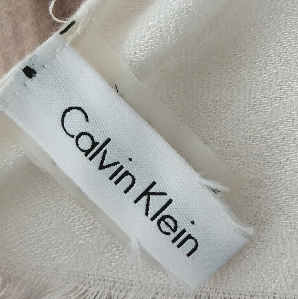 Calvin Klein Beige & White Monogram Scarf | Gently Used | | Secret Stash