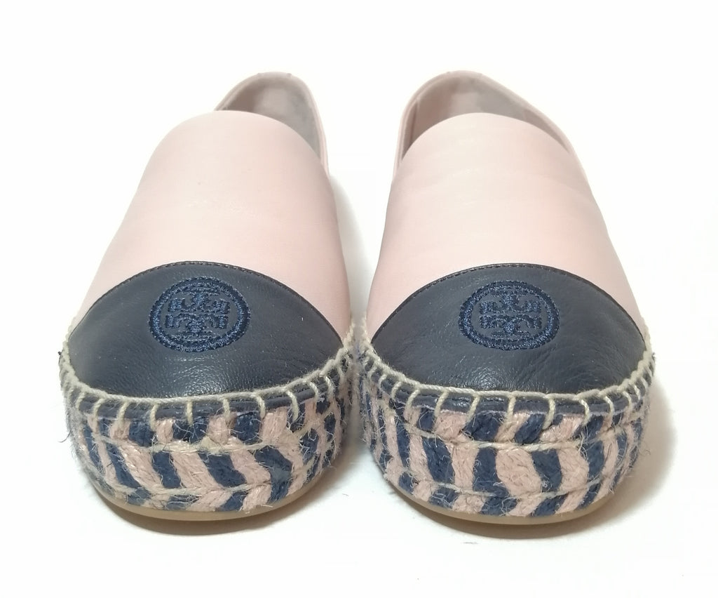 Tory Burch Pink & Navy Colour Block Leather Espadrilles 