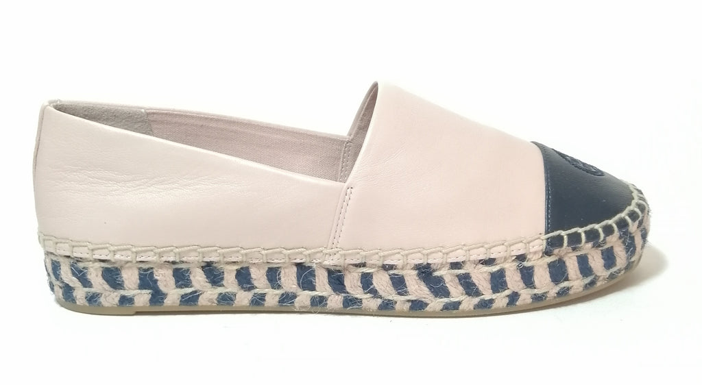Tory Burch Pink & Navy Colour Block Leather Espadrilles 