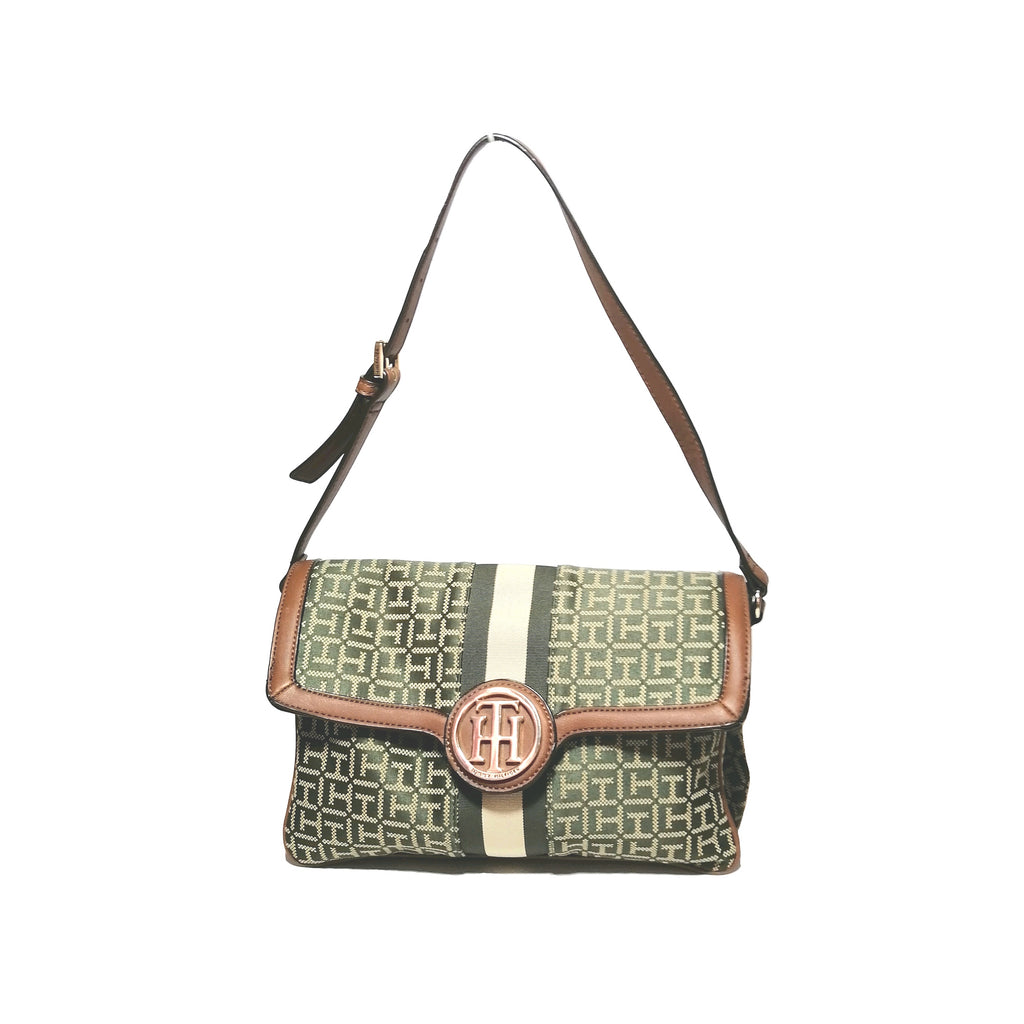Tommy Hilfiger Monogram Canvas Shoulder Bag 