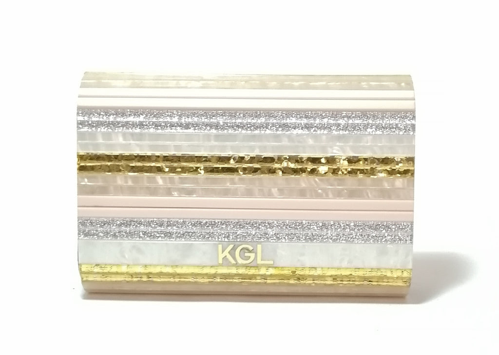 Kurt Geiger Metal Acrylic Nude Envelope Party Clutch 