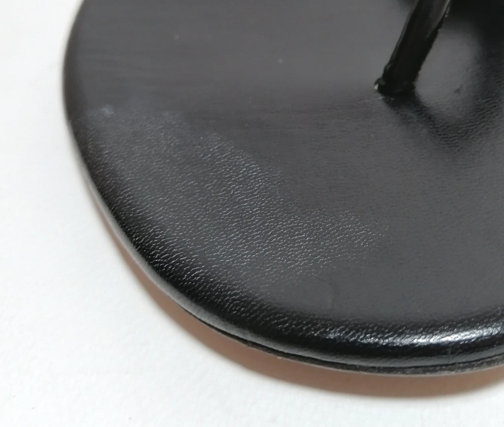 Gucci Black Leather Logo Flat Sandals