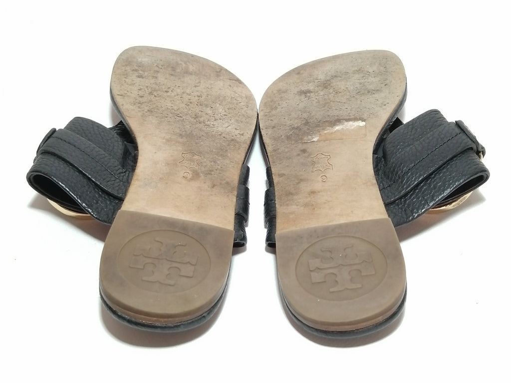 Tory Burch Black Leather 'Amanda' Sandals