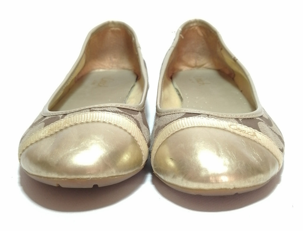 Coach 'CECILE' Gold Monogram Ballet Flats