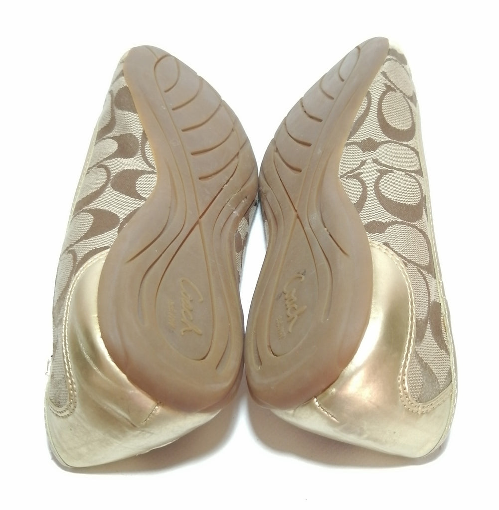 Coach 'CECILE' Gold Monogram Ballet Flats