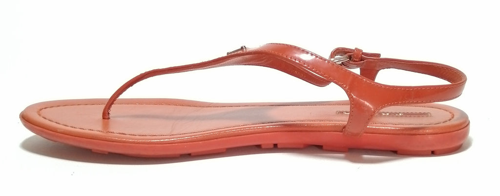Prada Orange Thong Leather Sandals