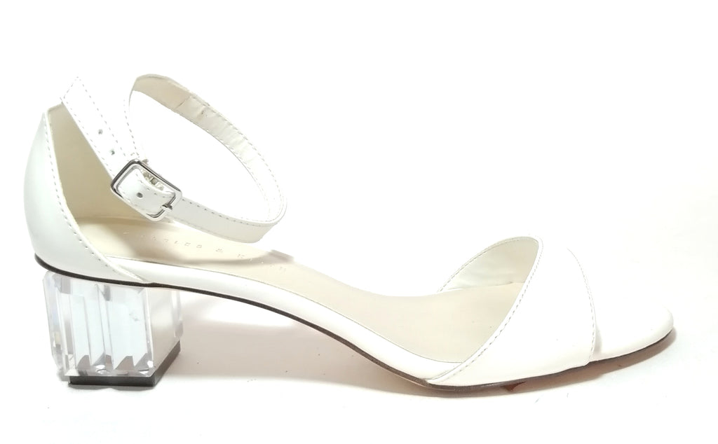 Charles & Keith Crystal Block Heel White Sandals
