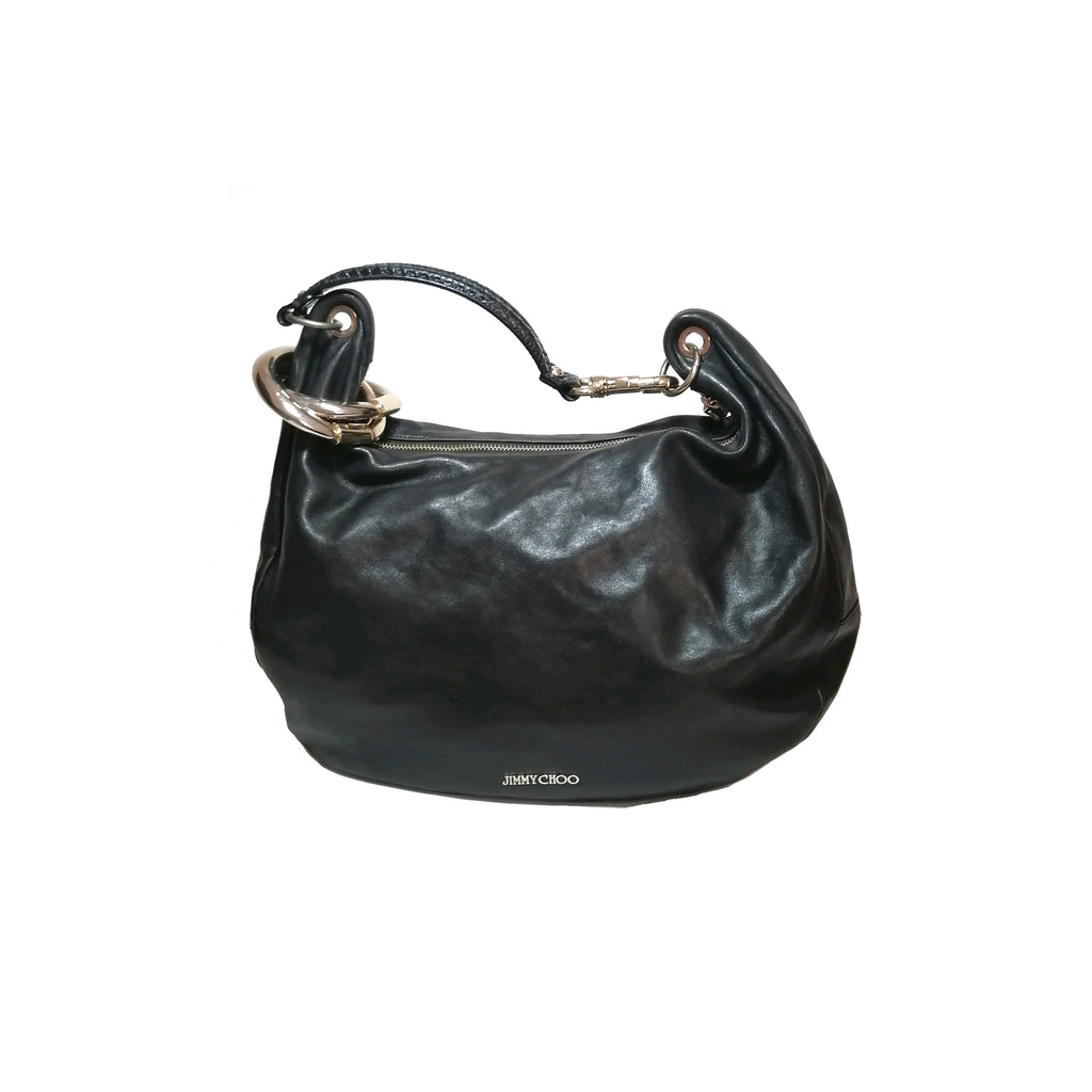Jimmy Choo Black Leather 'Solar' Hobo Bag