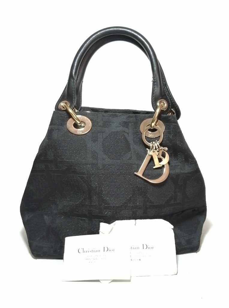 DIOR Cannage Black Canvas Small Tote