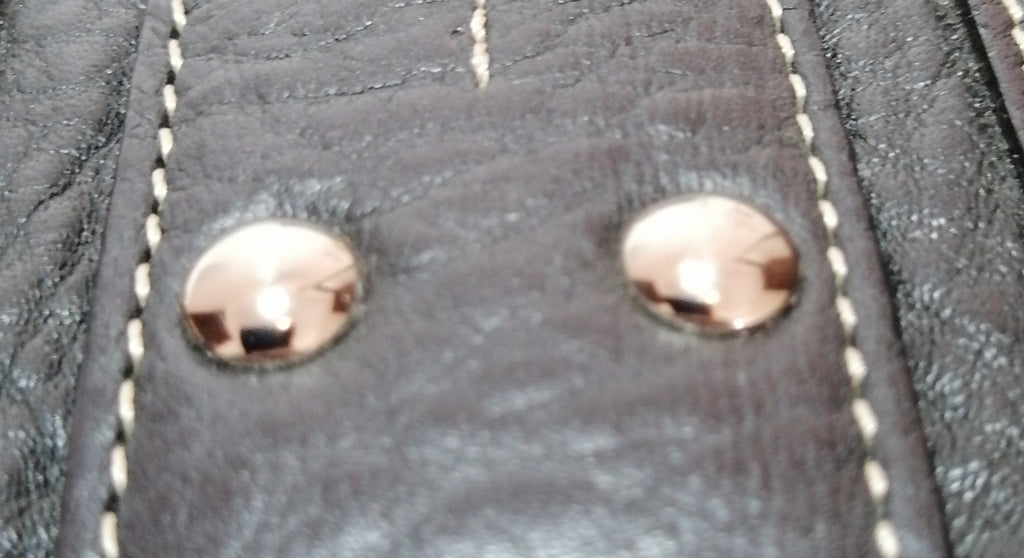 Coach Black Pebbled Leather & White Thread Tote Bag