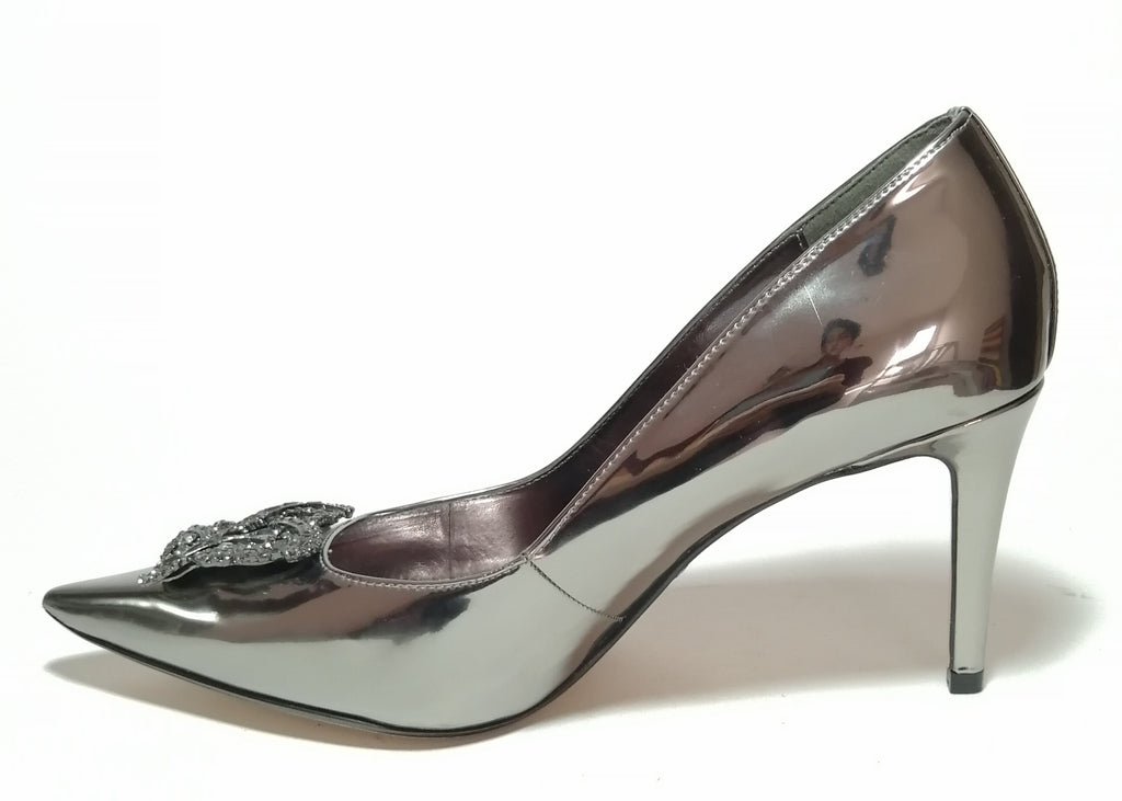 Dune 'Betti' Pewter Brooch Pointed Pumps