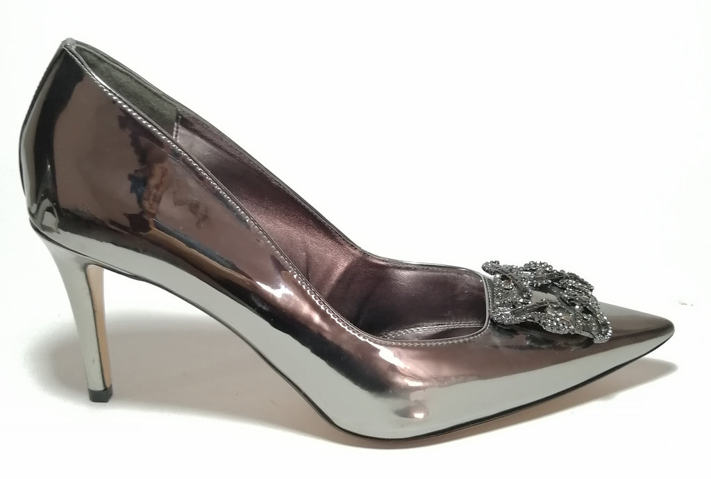 Dune 'Betti' Pewter Brooch Pointed Pumps
