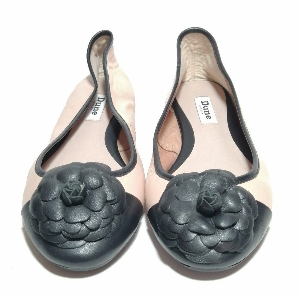 DUNE 'Haeley' Pink Corsage Leather Ballet Flats