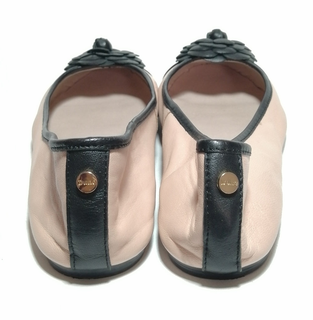 DUNE 'Haeley' Pink Corsage Leather Ballet Flats
