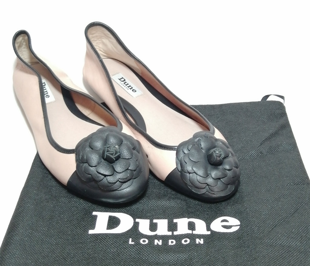 DUNE 'Haeley' Pink Corsage Leather Ballet Flats