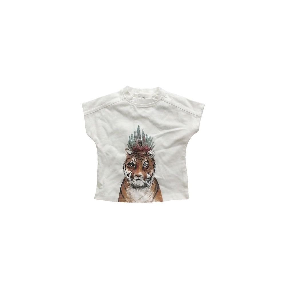 Mamas & Papas White Tiger T-Shirt (0 - 3 months)