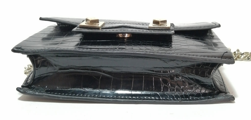 ZARA Black Croc Print Cross Body Bag 