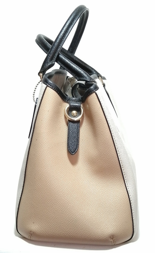 Coach Beige & White Leather Tote