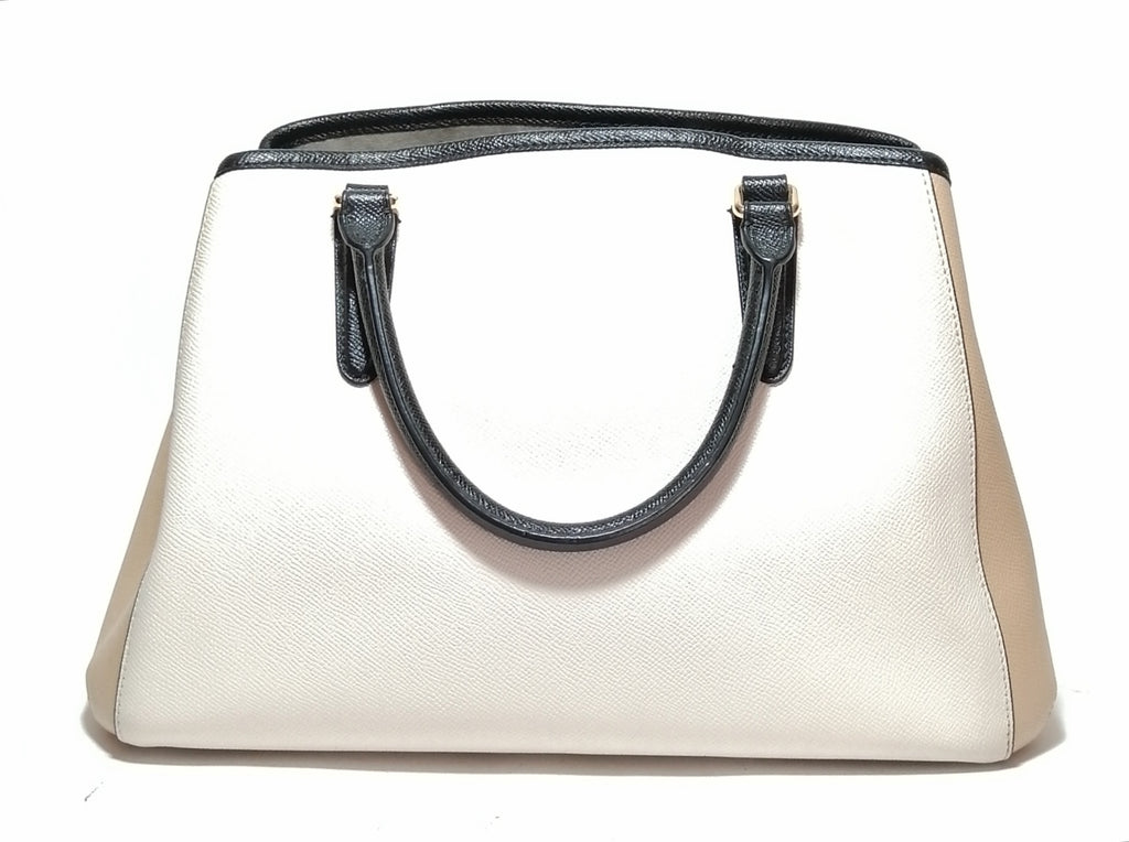 Coach Beige & White Leather Tote