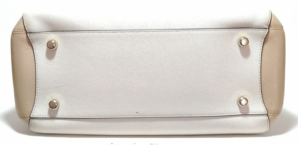 Coach Beige & White Leather Tote
